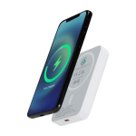 Batterie externe magnétique sans fil en plastique recyclé 5 000 mAh couleur blanc