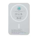 Batterie externe magnétique sans fil en plastique recyclé 5 000 mAh couleur blanc deuxième vue arrière