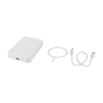 Batterie externe magnétique sans fil en plastique recyclé 5 000 mAh couleur blanc troisième vue