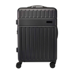 Valise trolley extensible en plastique recyclé résistant aux chocs couleur noir deuxième vue frontale