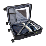 Valise trolley extensible en plastique recyclé résistant aux chocs couleur noir troisième vue