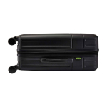 Valise trolley extensible en plastique recyclé résistant aux chocs couleur noir troisième vue frontale