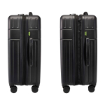 Valise trolley extensible en plastique recyclé résistant aux chocs couleur noir vue latérale