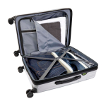 Valise trolley extensible en plastique recyclé résistant aux chocs couleur argenté troisième vue