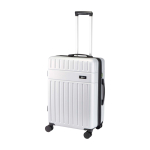 Valise trolley extensible en plastique recyclé résistant aux chocs couleur argenté vue impression avec logo 2