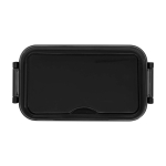 Lunch box en plastique avec couverts assortis et grand compartiment couleur noir deuxième vue frontale