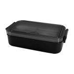 Lunch box en plastique avec couverts assortis et grand compartiment couleur noir