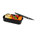 Lunch box en plastique avec couverts assortis et grand compartiment couleur noir troisième vue