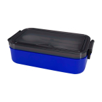 Lunch box en plastique avec couverts assortis et grand compartiment couleur bleu
