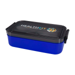 Lunch box en plastique avec couverts assortis et grand compartiment couleur bleu