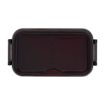 Lunch box en plastique avec couverts assortis et grand compartiment couleur rouge deuxième vue frontale