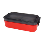 Lunch box en plastique avec couverts assortis et grand compartiment couleur rouge