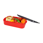 Lunch box en plastique avec couverts assortis et grand compartiment couleur rouge troisième vue