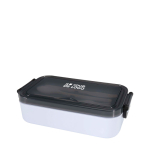 Lunch box en plastique avec couverts assortis et grand compartiment avec zone d'impression