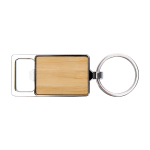 Porte-clés moderne en bambou servant également de décapsuleur couleur naturel deuxième vue frontale