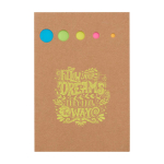 Marque-page en bois avec petites et grandes notes adhésives couleur naturel vue avec impression sérigraphique