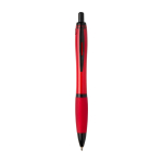 Stylo en plastique recyclé avec détails noirs, encre noire couleur rouge