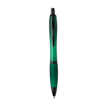 Stylo en plastique recyclé avec détails noirs, encre noire couleur vert