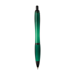 Stylo en plastique recyclé avec détails noirs, encre noire couleur vert deuxième vue arrière