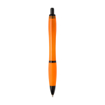 Stylo en plastique recyclé avec détails noirs, encre noire couleur orange deuxième vue arrière
