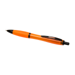 Stylo en plastique recyclé avec détails noirs, encre noire couleur orange deuxième vue