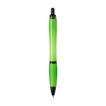 Stylo en plastique recyclé avec détails noirs, encre noire couleur vert lime deuxième vue arrière