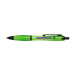 Stylo en plastique recyclé avec détails noirs, encre noire couleur vert lime