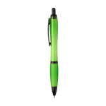 Stylo en plastique recyclé avec détails noirs, encre noire couleur vert lime vue latérale