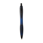 Stylo en plastique recyclé avec détails noirs, encre noire couleur bleu marine