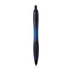 Stylo en plastique recyclé avec détails noirs, encre noire couleur bleu marine deuxième vue arrière