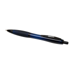 Stylo en plastique recyclé avec détails noirs, encre noire couleur bleu marine deuxième vue