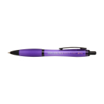 Stylo en plastique recyclé avec détails noirs, encre noire couleur mauve