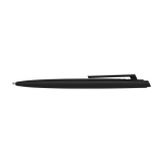 Stylo en plastique recyclé au design minimaliste, encre bleue couleur noir deuxième vue frontale