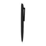 Stylo en plastique recyclé au design minimaliste, encre bleue couleur noir deuxième vue latérale