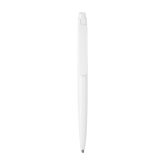 Stylo en plastique recyclé au design minimaliste, encre bleue couleur blanc