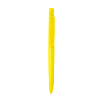 Stylo en plastique recyclé au design minimaliste, encre bleue couleur jaune