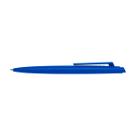 Stylo en plastique recyclé au design minimaliste, encre bleue couleur bleu roi deuxième vue frontale