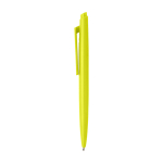 Stylo en plastique recyclé au design minimaliste, encre bleue couleur vert lime vue latérale