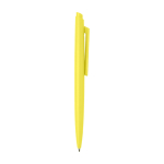 Stylo en plastique recyclé au design minimaliste, encre noire couleur jaune deuxième vue latérale