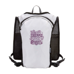 Gilet d’hydratation pour running, imperméable et réfléchissant couleur sable vue arrière avec logo