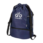 Sac de sport 18L imperméable et recyclé avec poche pour chaussures couleur bleu marine vue impression transfert