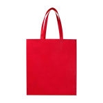 Sac de courses en non-tissé recyclé durable avec soufflet couleur rouge deuxième vue frontale