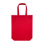 Sac de courses en non-tissé recyclé durable avec soufflet couleur rouge troisième vue frontale