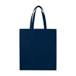 Sac de courses en non-tissé recyclé durable avec soufflet couleur bleu marine deuxième vue frontale
