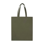 Sac de courses en non-tissé recyclé durable avec soufflet couleur vert foncé deuxième vue frontale
