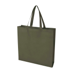 Sac de courses en non-tissé recyclé durable avec soufflet couleur vert foncé