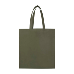Sac de courses en non-tissé recyclé durable avec soufflet couleur vert foncé deuxième vue arrière