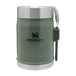Thermos repas avec couverts et couvercle isolant à valve 400 ml couleur vert foncé deuxième vue frontale