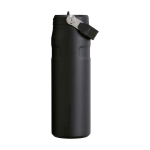 Bouteille en inox recyclé avec paille 700 ml Stanley IceFlow™ 2.0 couleur noir deuxième vue frontale