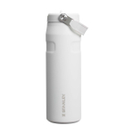 Bouteille en inox recyclé avec paille 700 ml Stanley IceFlow™ 2.0 couleur blanc/bleu deuxième vue frontale